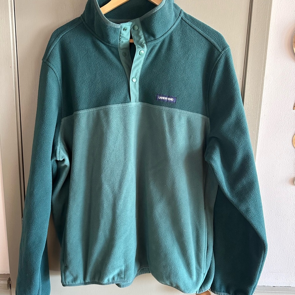 Lands' End Green Fleece Pullover